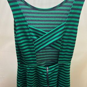 Pretty royal blue and green dress.